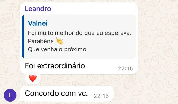 Depoimento de Leandro sobre a formação